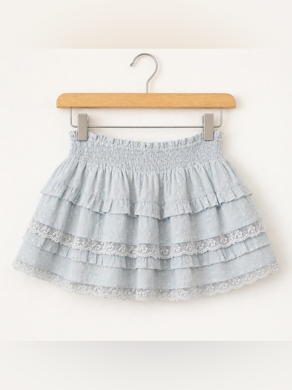 LoveShackFancy Sky Blue Cotton Skirt